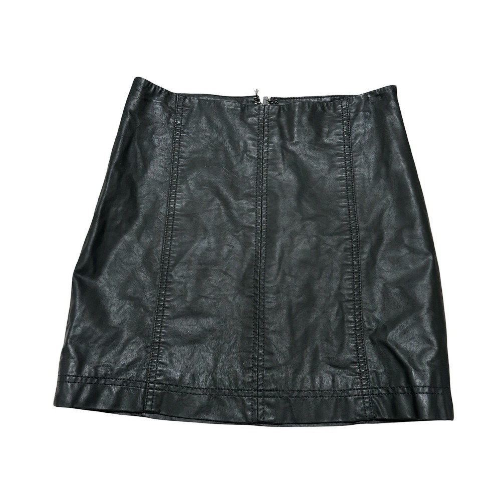 Free‎ People Skirt Green Women's 2 Faux Leather Mini Lined Zipper Boho Chic